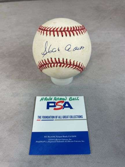 Hank Aaron signed MLB baseball, PSA, signed with blue ink on the sweet spot