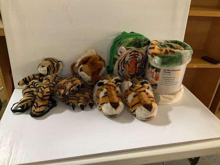 Tiger Blanket, Slippers, Mittens, and Backpacks