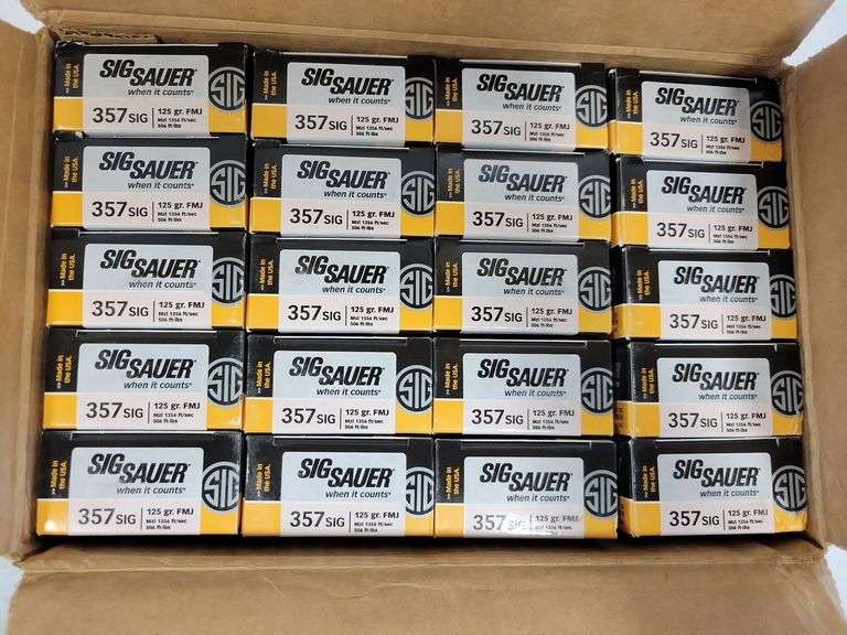 Case of Sig Sauer FMJ .357 Sig. - 125 Grain - 1,000 Rounds