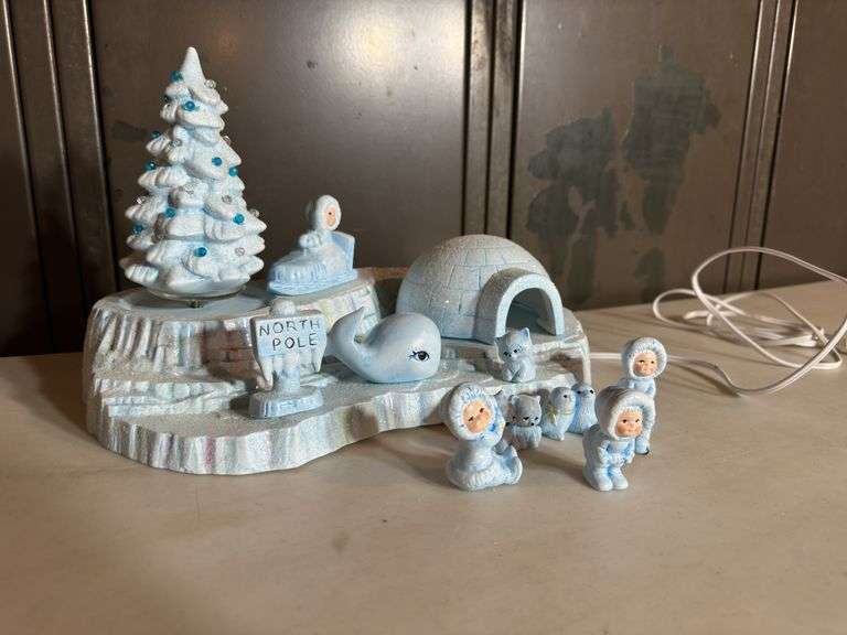 Electric Igloo Christmas Village On Platform.