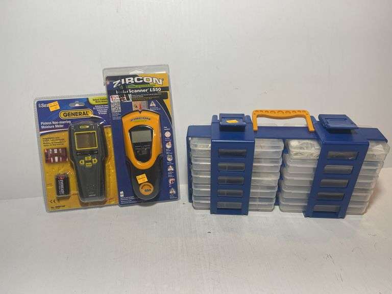 Moisture Meter, Wall Scanner, and Organizer