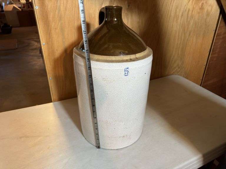 5-Gallon Stoneware Crock - A measuring tape is shown in the photos to display dimensions.