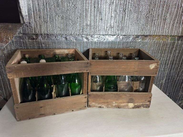 Glass Bottles in Wooden Crates. Latonia Club, Canada Dry Club Soda, etc.