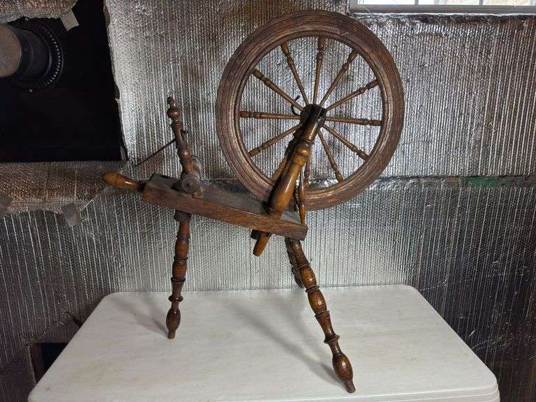 Primitive Woolen Spinning Wheel.