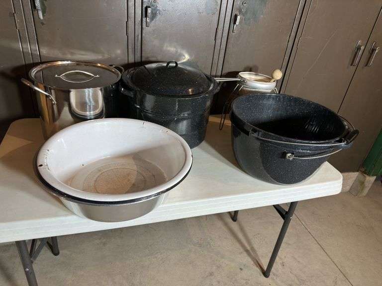 Canning Pots with and without handles & Food Mill