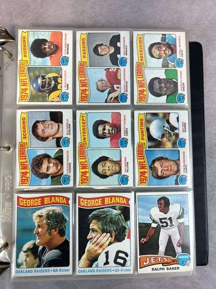 1975 Topps football Set: Staubach, Swann, Blount (Rookies) in a binder, other stars