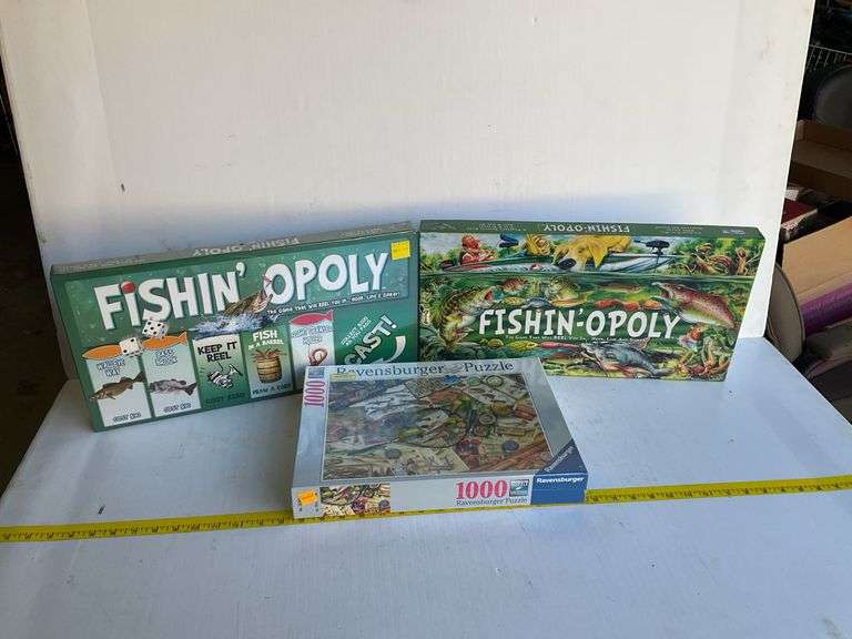 (2) Fishin-Opoly Board Games and (1) Ravensburger Puzzle