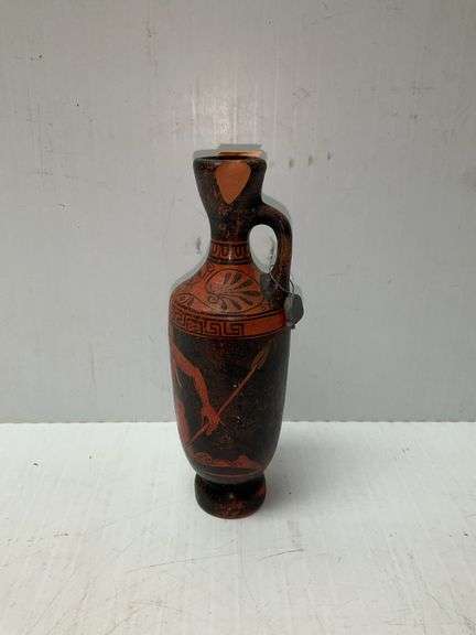 Vintage Greek Mythological Hand Painted Vase (6” x 2”