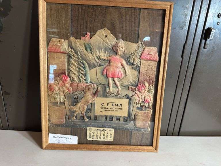 1924 C. F. Hahn General Merchandise Die Cut Wall Hanging. Fiat, OH.