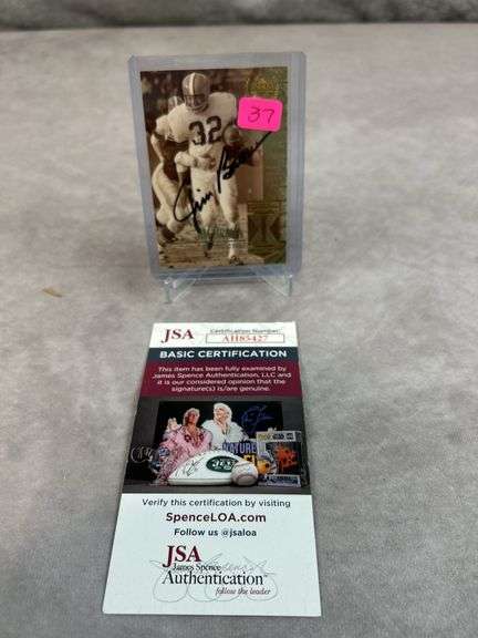 Jim Brown signed Gold UpperDeck card, JSA