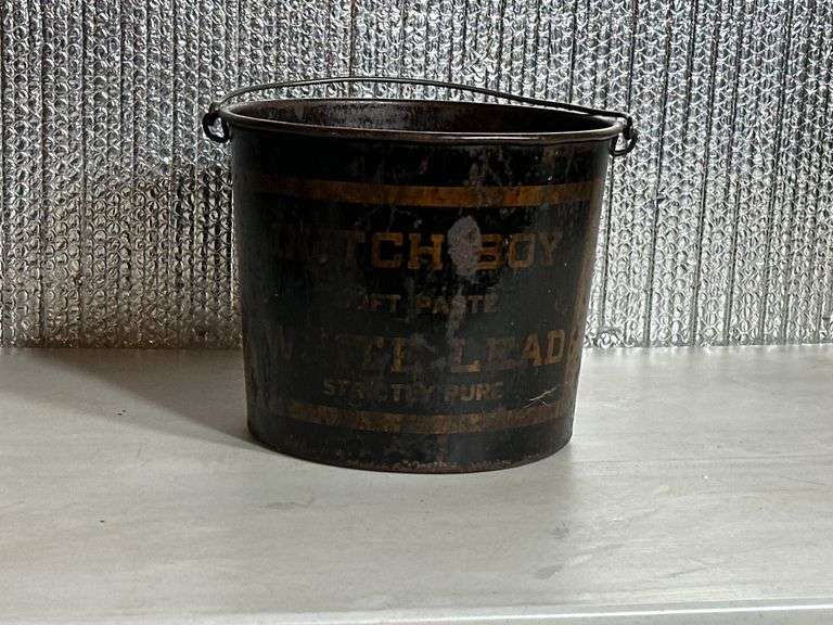 Vintage ADVERTISING DUTCH BOY 50 LB WHITE LEAD HANDLED BUCKET.