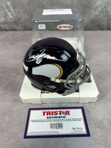 Chuck Foreman signed Vikings speed mini helmet Tristar cert