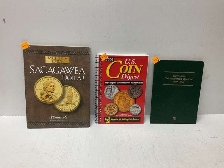 Sacajawea Coin Holder Book, 50 State Commemorative 1999-2008 Quarter Holder, and 2006 U.S. Coin Dige