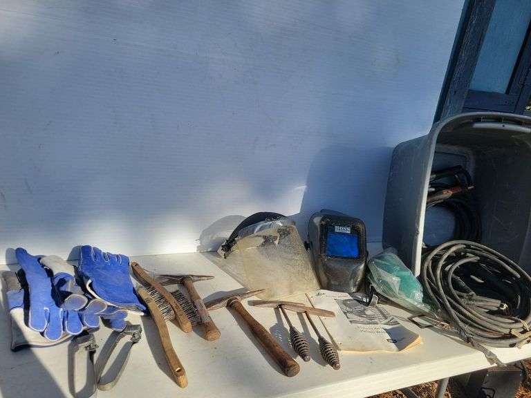 Welding helmets, hammers, gloves, extra hoses, & more