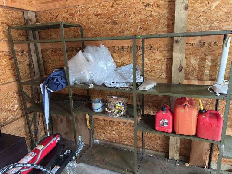 Metal shelving; no contents included
