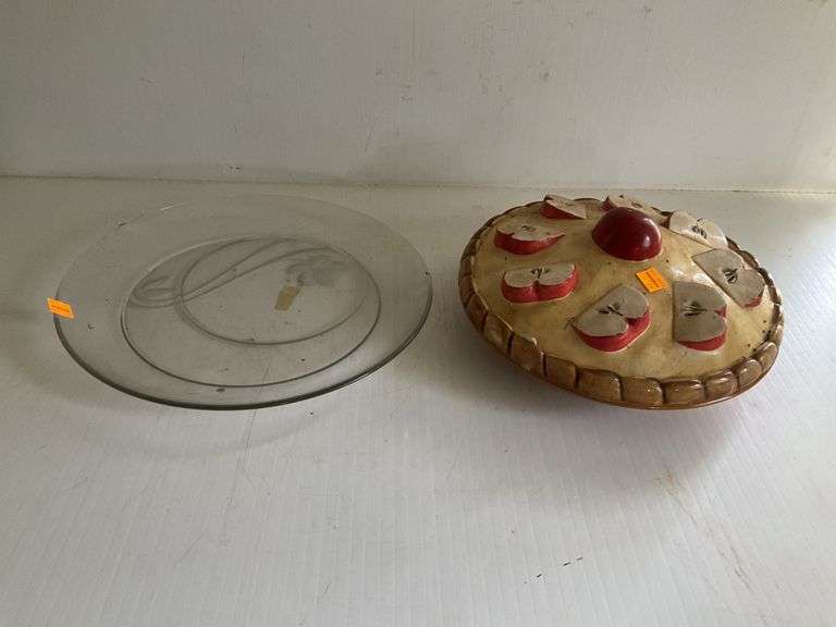 Vintage Apple Pie Dish, Clear Glass Dish