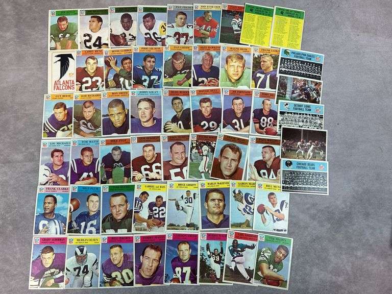 1966 Philadelphia football starter set 55 cards, no duplicates: checklist 1 &2