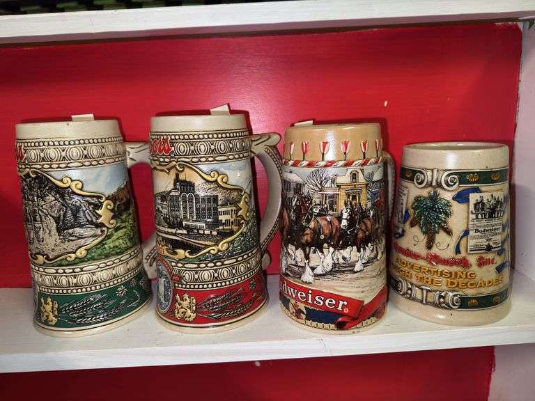(2) Coors and (2) Budweiser Porcelain Mugs
