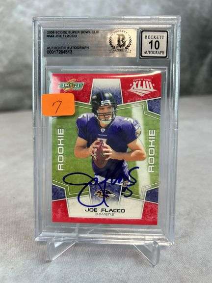 Joe Flacco, Score Rookie card signed Beckett 10 !