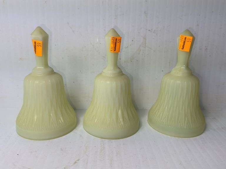 (3) Yellow Akro Agate Bells