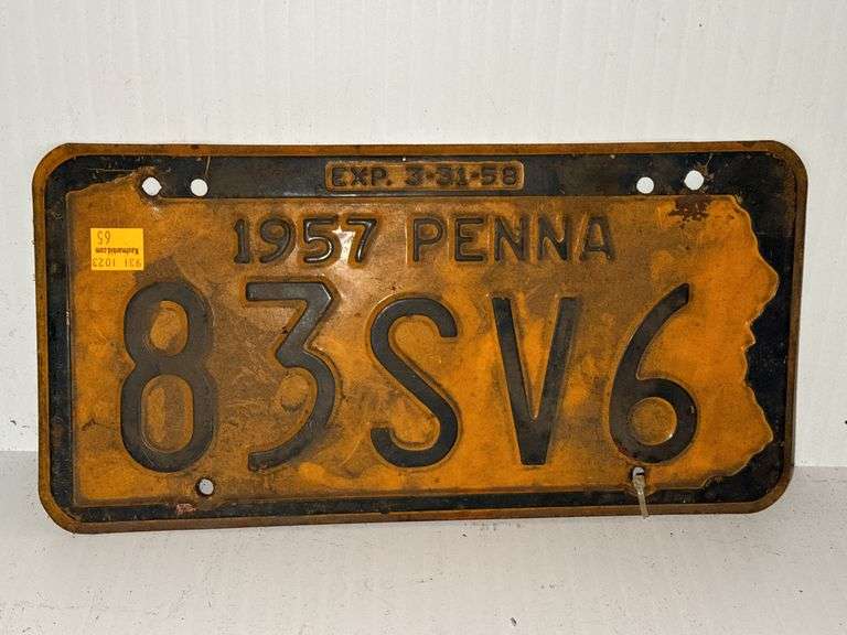 Vintage 1957 Penna License Plate
