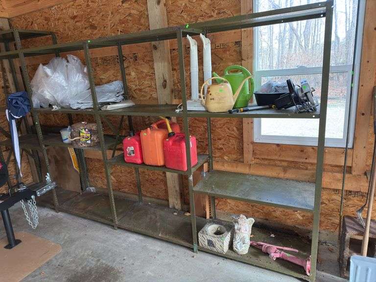 Metal shelving; no contents included