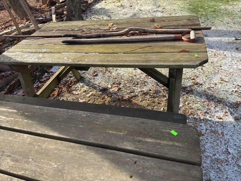 Picnic table and wood table