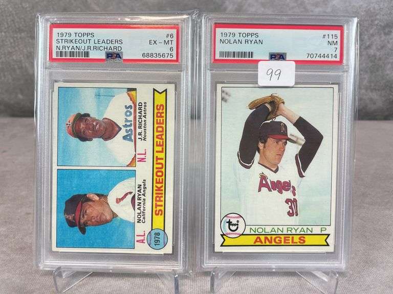 1979 Topps Nolan Ryan & Strikeout Leaders Ryan PSA 7 & 6