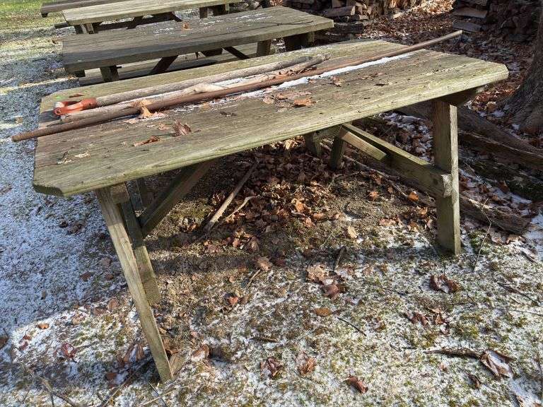 Picnic table and wood table