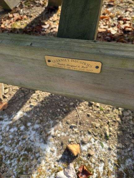 Two wood picnic tables