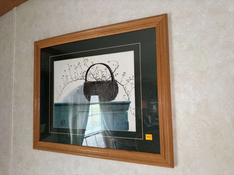 Wicker Basket Floral Framed Print