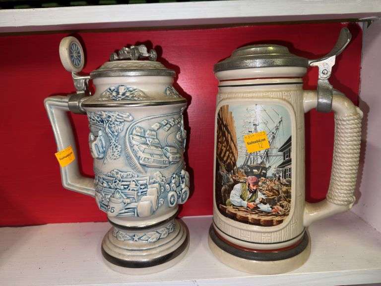 Racing Car Stein and “The Ship Builder” Avon Stein