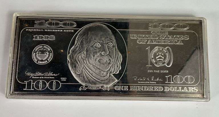 Blakemar Prince 1998 限定100本 銀巻 箱証明付 1998 $100 Washington Mint Silver Proof 1/4 Pound Federal Reserve