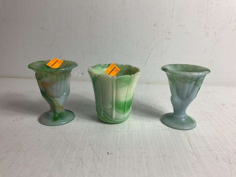Acro Agate Toothpick Holders, Acro Agate Green Marble Vase