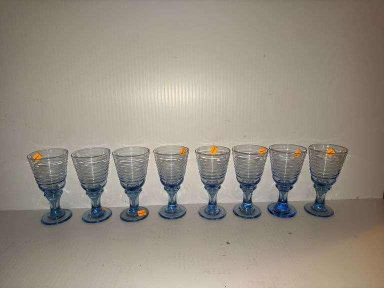 (8) Blue Glass Cups