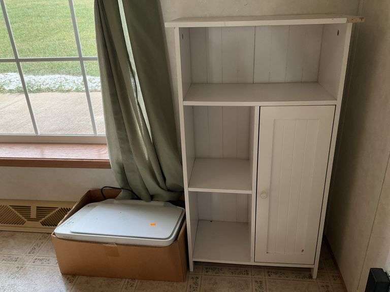 White Kitchen Organizing Shelf, HP DeskJet 2132 Scanner/Copier