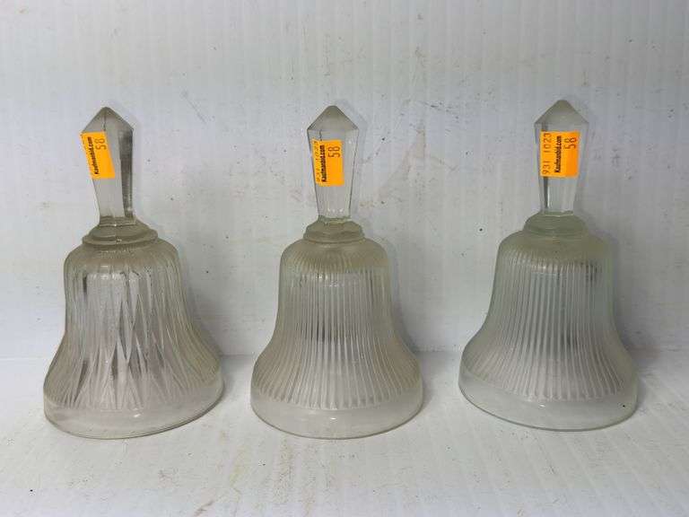 (3) Clear Akro Agate Bells