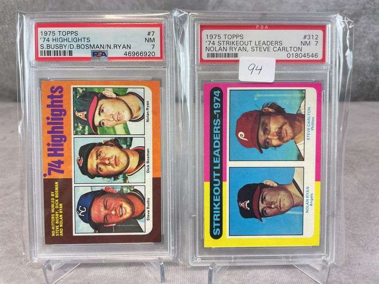 (2) 1975 Topps Highlights & Strikeout Leaders PSA 7's