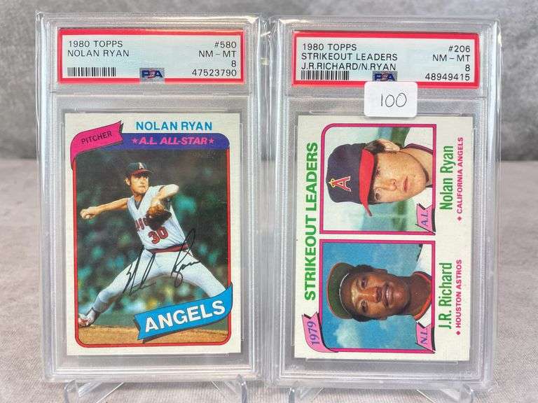 1980 Topps Nolan Ryan & Strikout Leaders Ryan PSA 8's