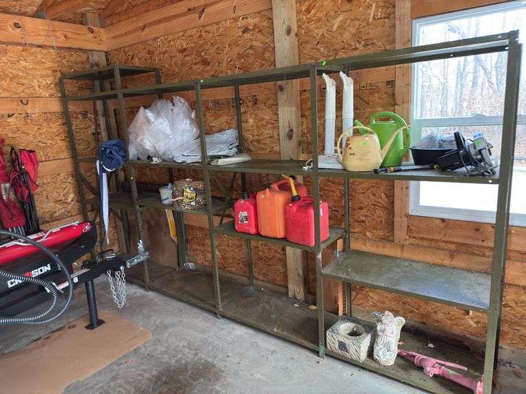 Metal shelving; no contents included