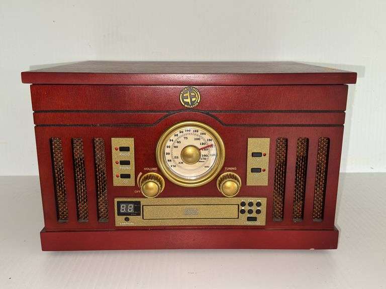 Electro Brand Turntable, Stereo CD Player, AM/FM Radio and Cassette Player w/ Aux In Function