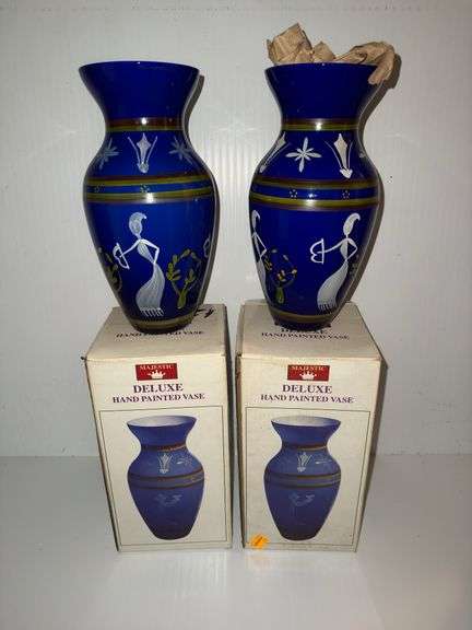 (2) Majestic Deluxe Hand Painted Vases