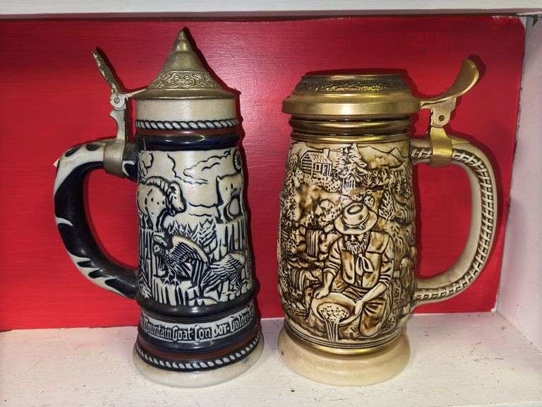 San Francisco Gold Rush and Rocky Mountain Wildlife Steins