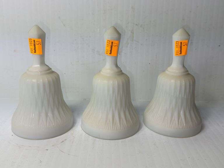 (3) White Akro Agate Bells