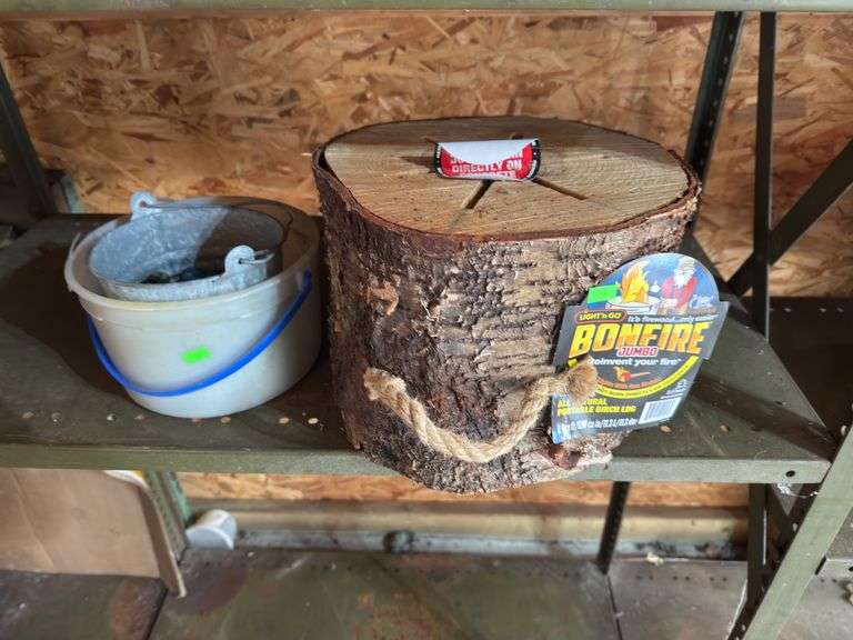 Bonfire stump and bucket