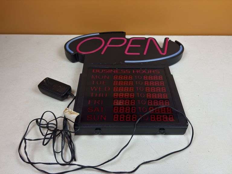 Lighted OPEN sign ( plastic broke by the N )