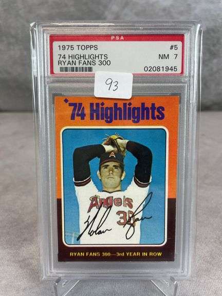 1975 Topps 74 Highlights Ryan Fans 300 PSA 7