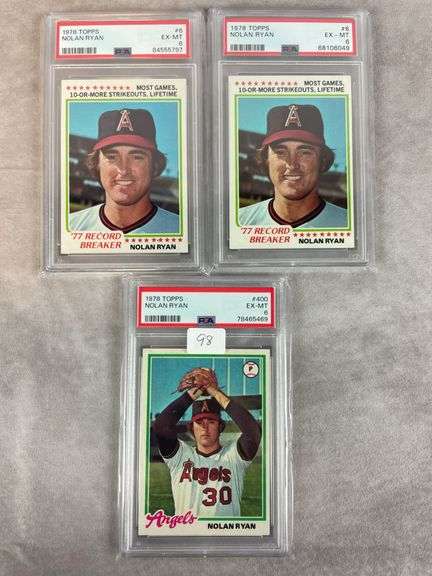 (3) 1978 Topps Nolan Ryan PSA 6's