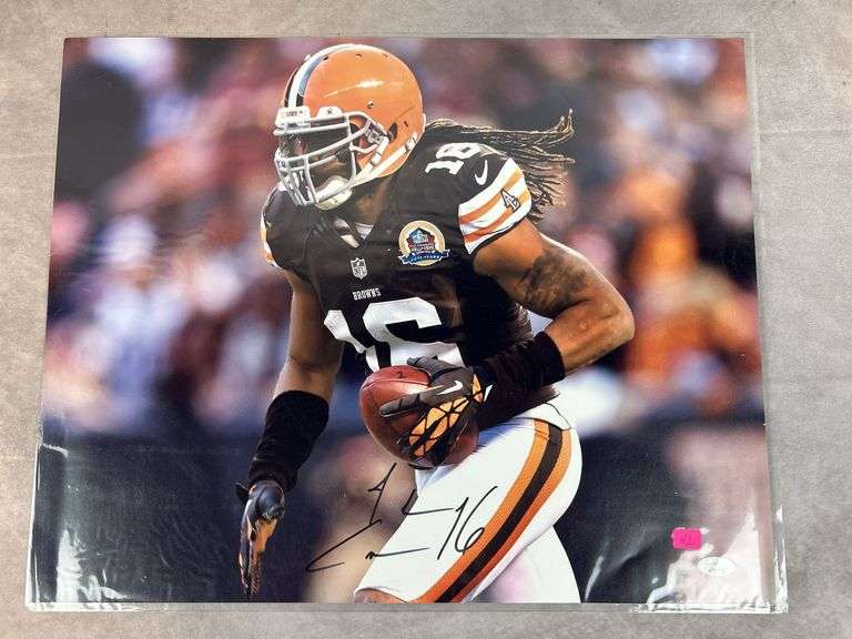 Josh Cribbs signed 16X20, color photo, JSA