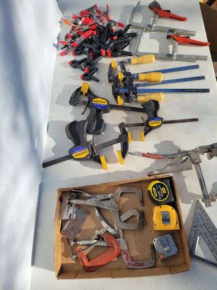 Lots of various clamps, tape measures, & more